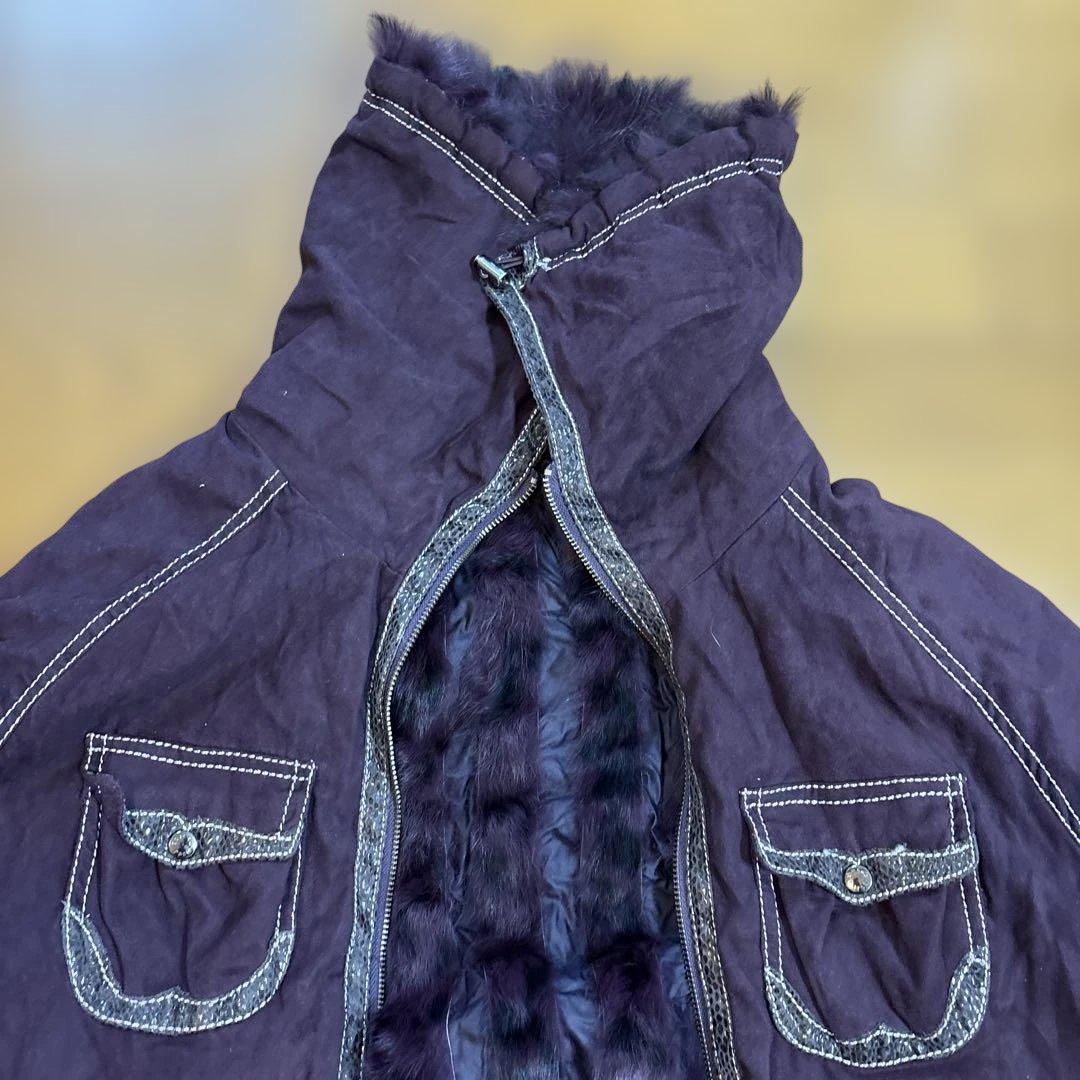 パープル ライニング ダッフルコート　インナーファー