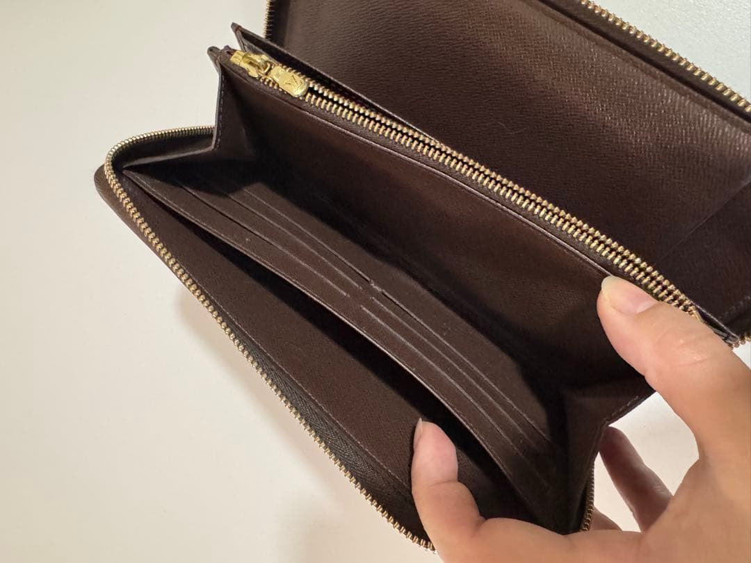 ダミエ・キャンバス 長財布 ゴールドファスナー