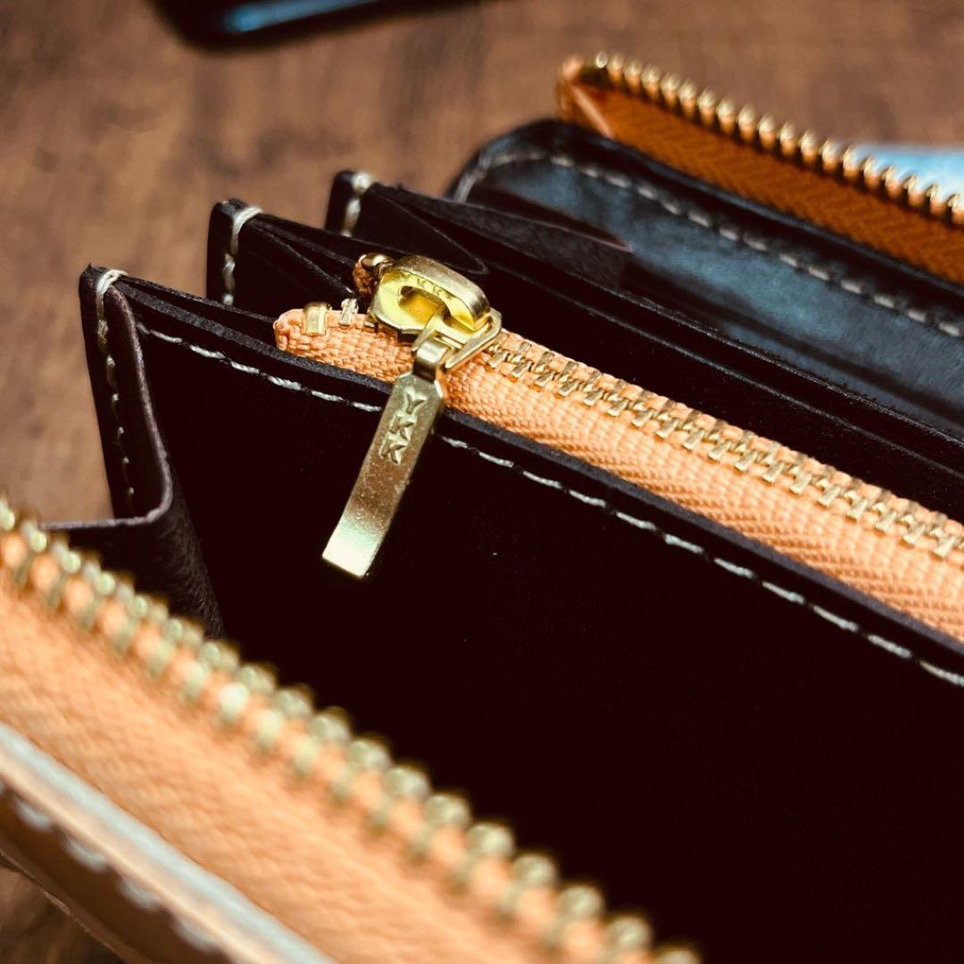 L字ファスナー ヌメ革 編み込み イントレチャート メンズ 財布 長財布 本革