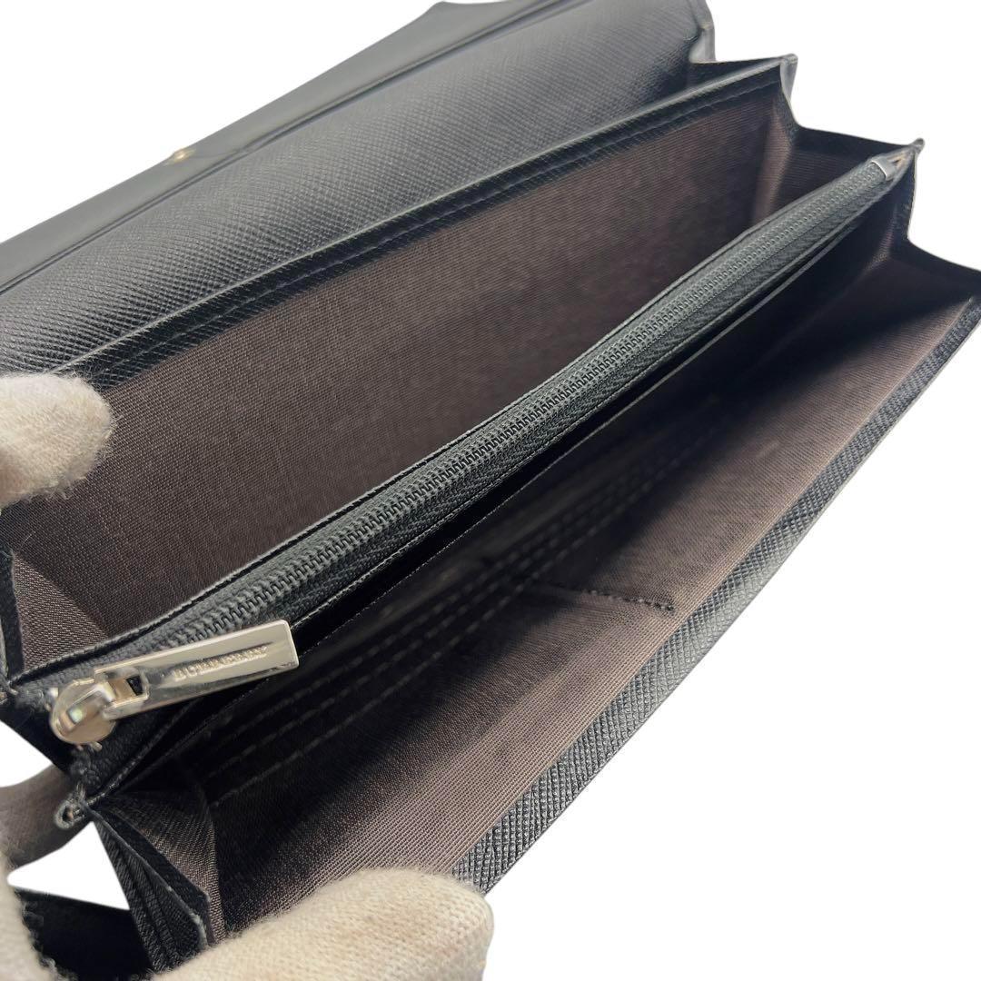 専用BURBERRY ブラック レザー ノバチェック メンズ 長財布 6639