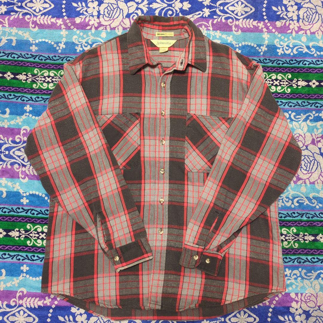 80s ST JOHNS BAY チェック柄ネルシャツ USA製 XL