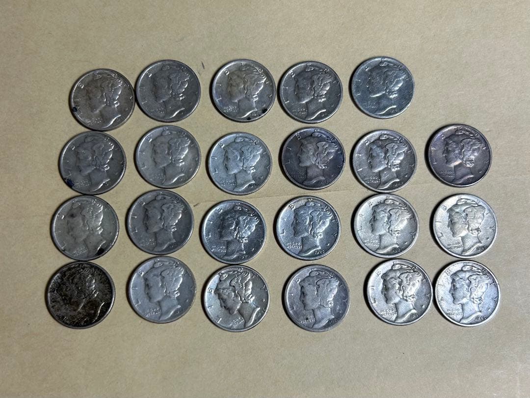 マーキュリーダイム銀貨 23枚セット 品位900 本物保証