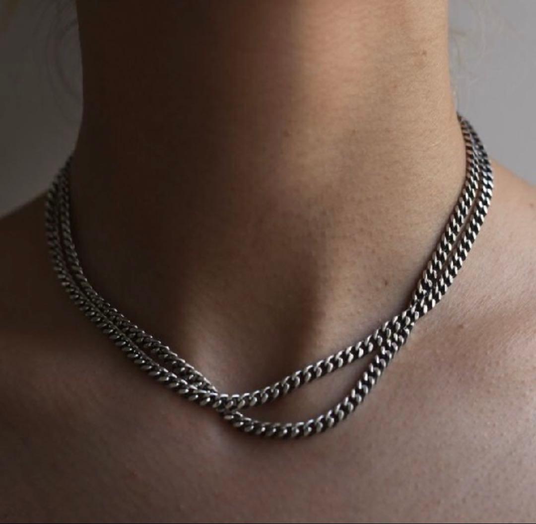 ジョンローレンスサリバン　シルバーロングチェーンネックレス