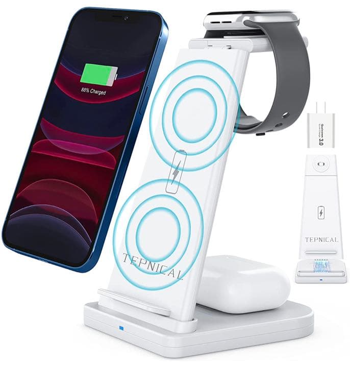 ワイヤレス充電器　Qi認証　3 in 1急速充電15W/10W/7.5W