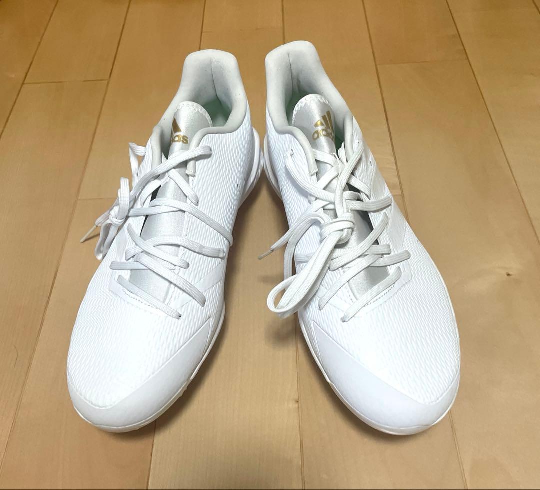 adidas ホワイト 金属スパイクシューズ 28cm