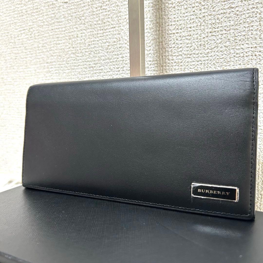 【新品未使用✨正規品/ロゴシール付】バーバリー　長財布　レザー　黒　希少　人気