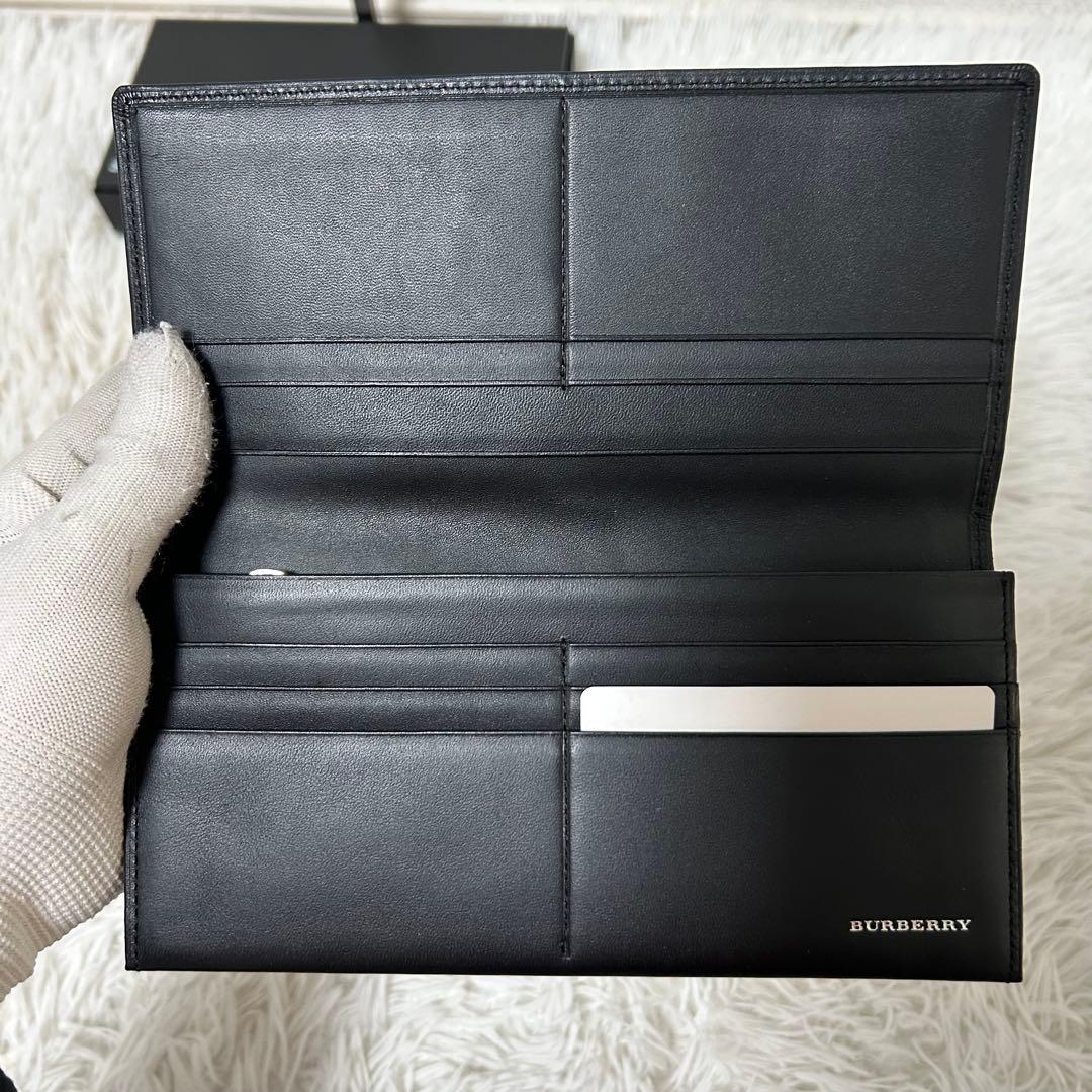 【新品未使用✨正規品/ロゴシール付】バーバリー　長財布　レザー　黒　希少　人気
