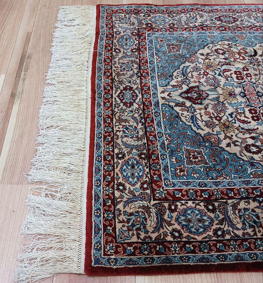 Y2655 高級シルク絨毯 手織り72万ノット シルク100% 153×93㎝