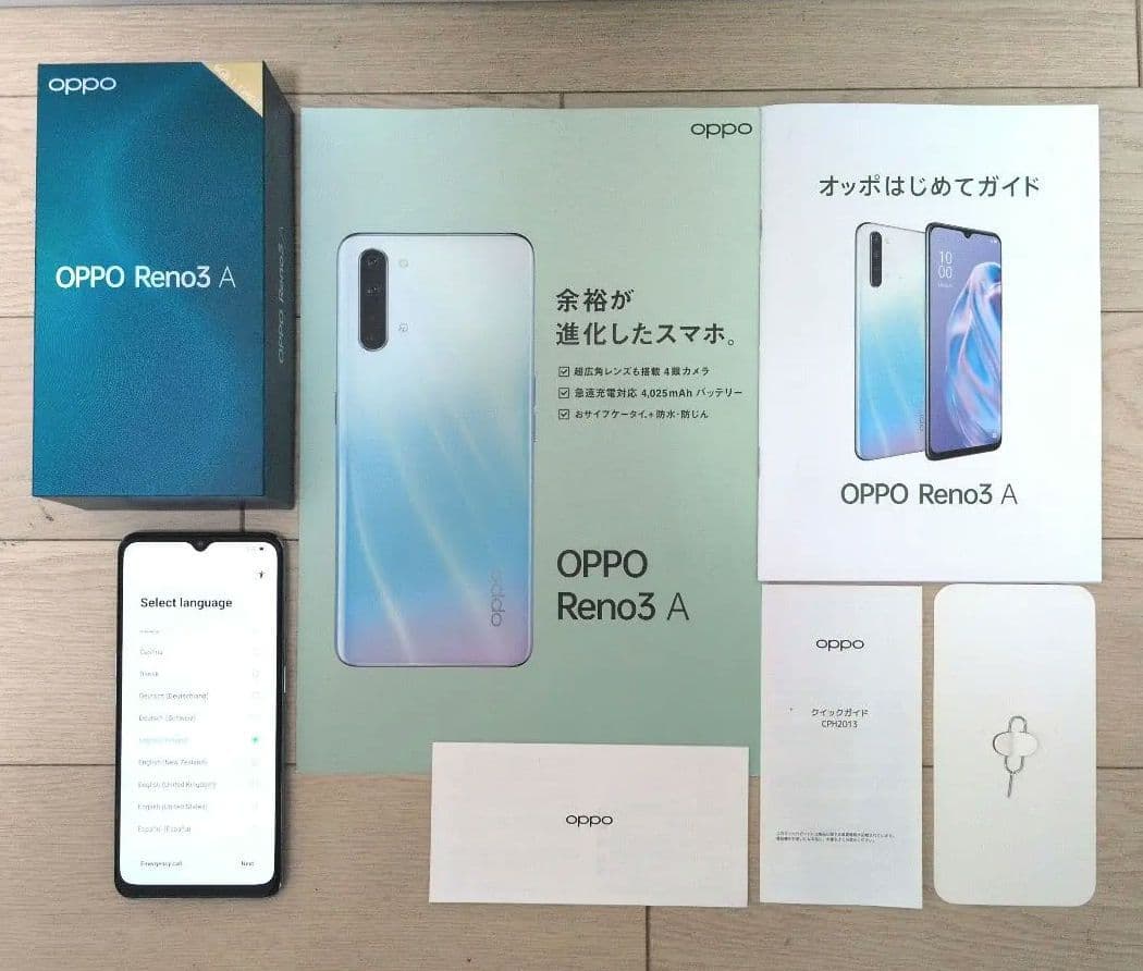 【美品・初期化済】OPPO Reno3 A ホワイト SIMフリー 128GB