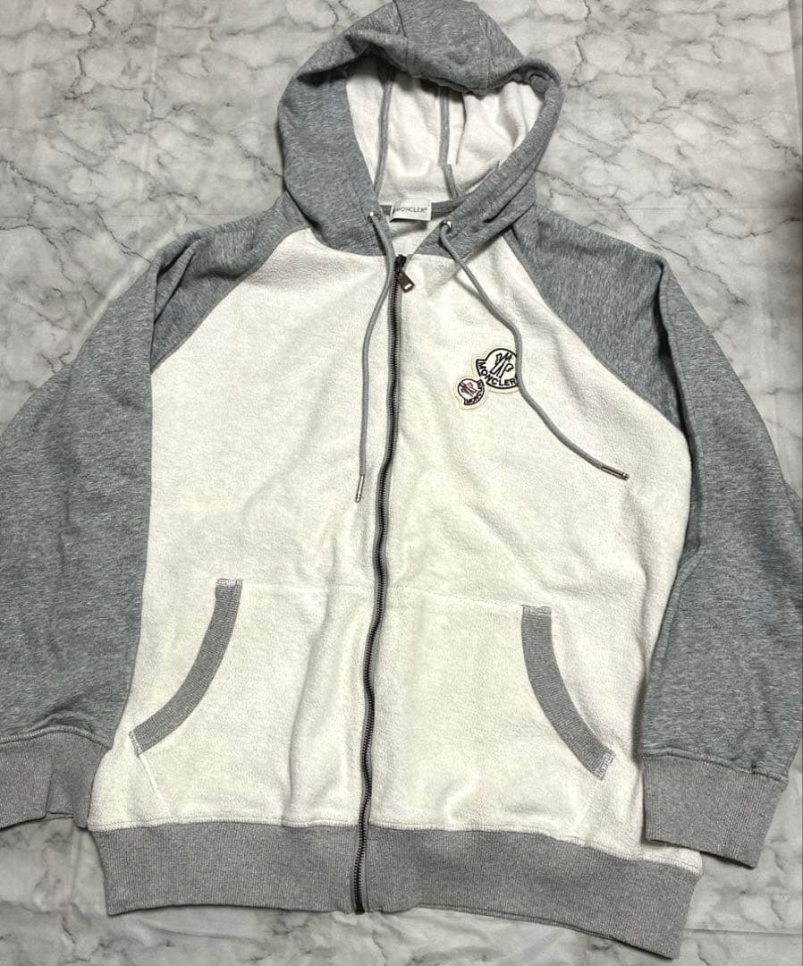 MONCLER モンクレール ダブルロゴ ジップパーカー グレー L相当
