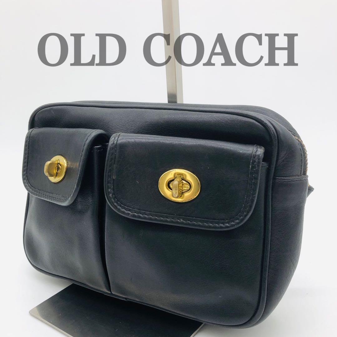 コーチ オールドコーチ ウエストバッグ ターンロック グラブタンレザー 黒