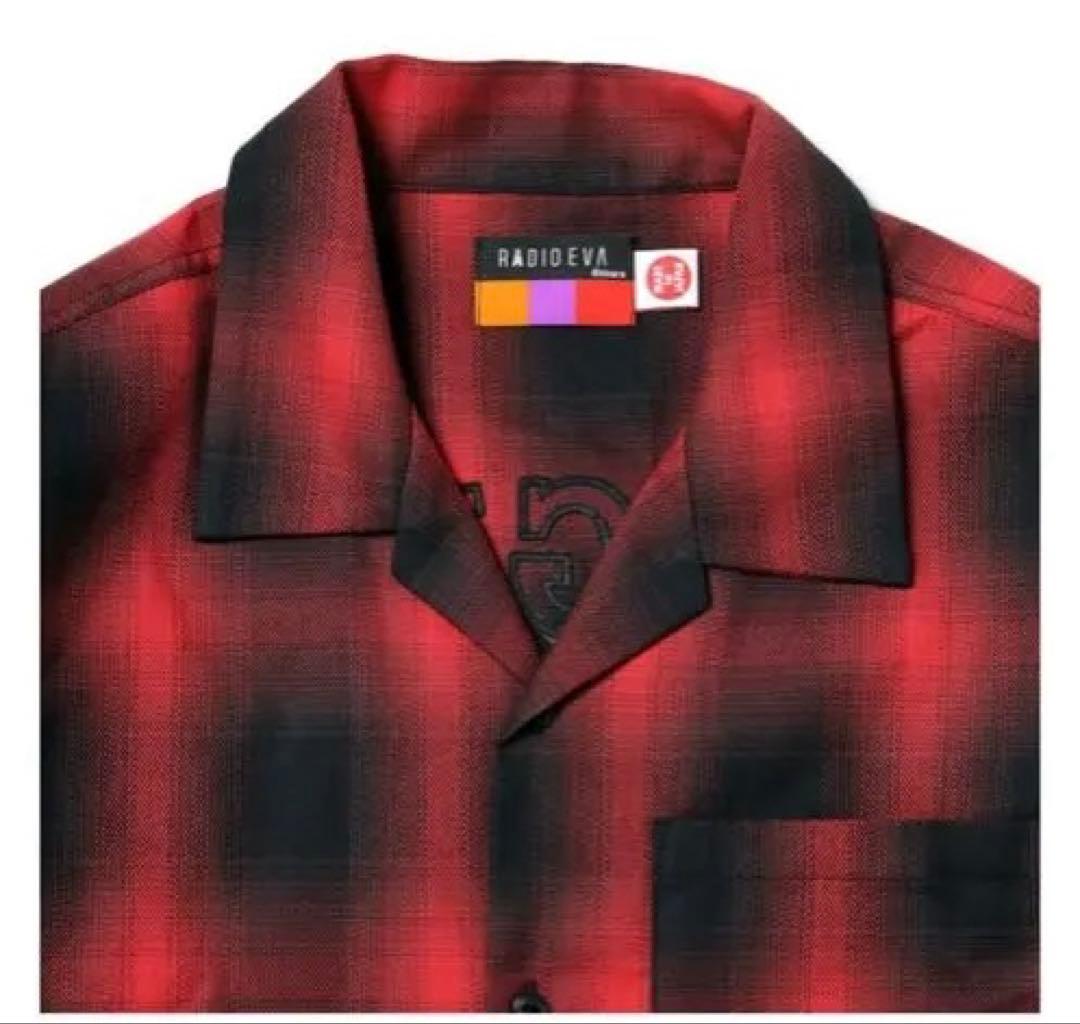 LONGINUS オープンネック チェックシャツ (レッド)新品