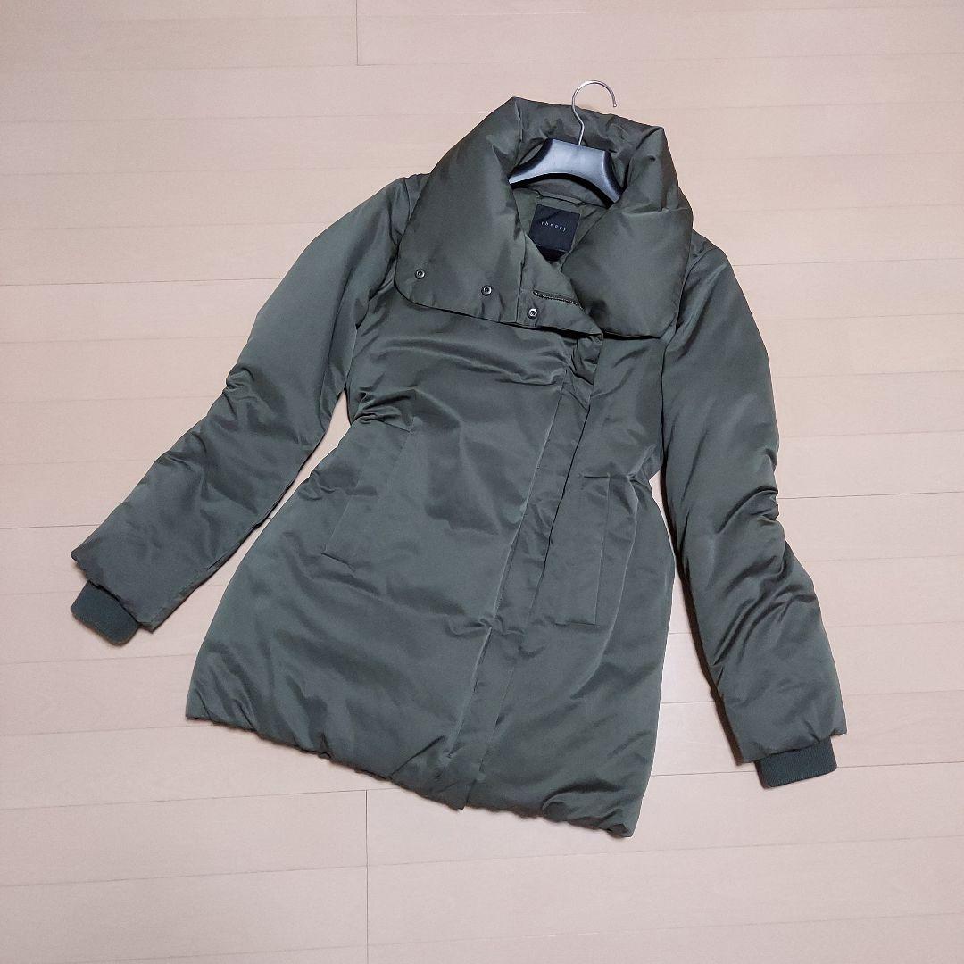 (極美品)theory スタンドカラー ダウンコート カーキ