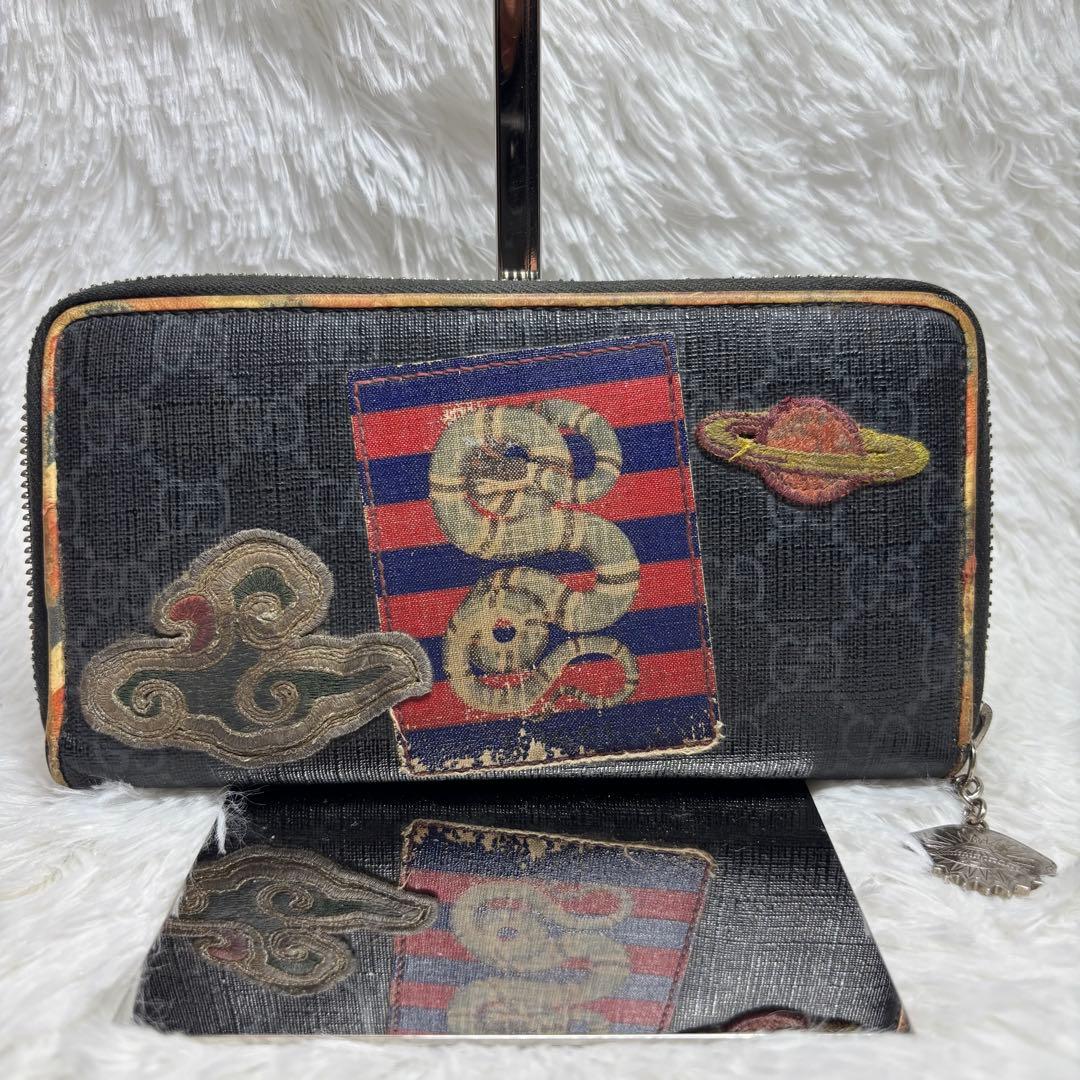 ✨高級✨ グッチ GGスプリーム PVC クーリエ 長財布 ラウンドファスナー