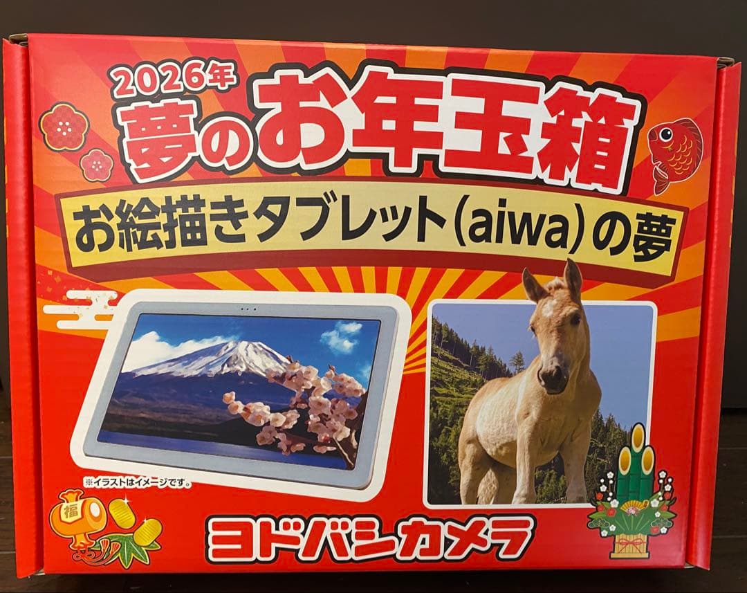 ヨドバシカメラ　福袋　お絵描きタブレットの夢　aiwa tab AE10 福箱