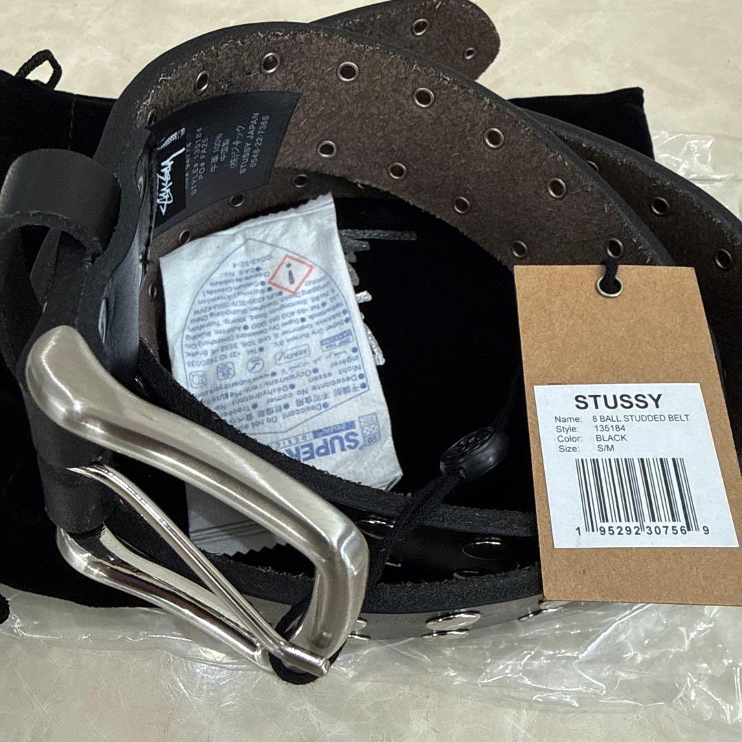 STUSSY 8 BALL STUDDED BELT S/M ブラック