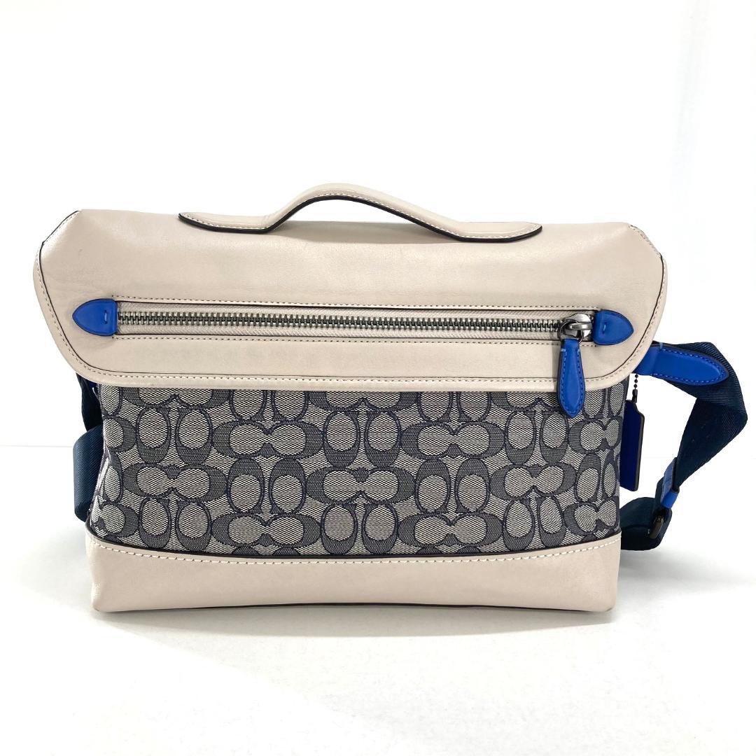 極美品 COACH　リーグ バイク バッグ　メッセンジャー　シグネチャー
