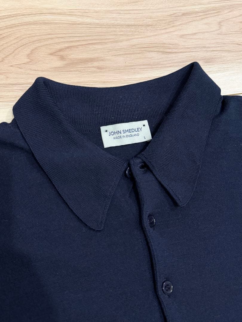 JOHN SMEDLEY 長袖ニットポロ オーバーサイズ ネイビー L