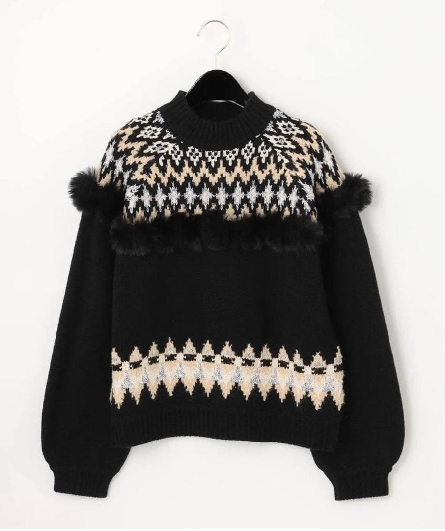 ayucos　　グレースコンチネンタル　ニット　セーター　黒　ファー
