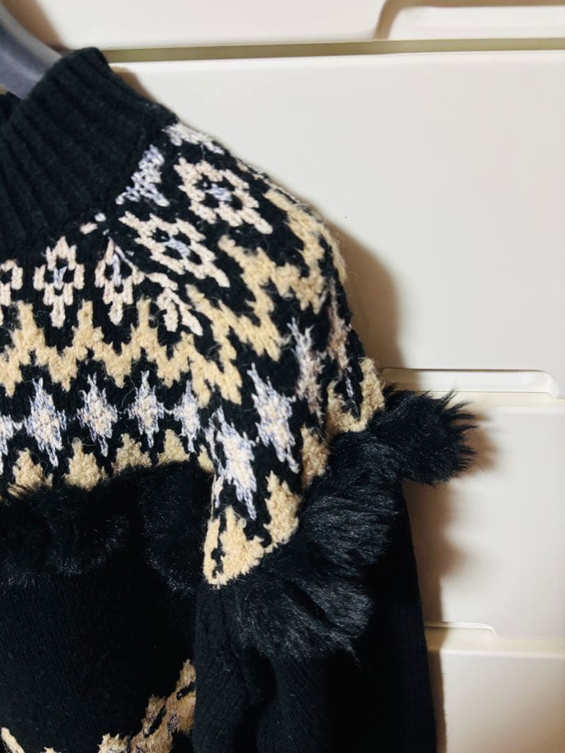 ayucos　　グレースコンチネンタル　ニット　セーター　黒　ファー