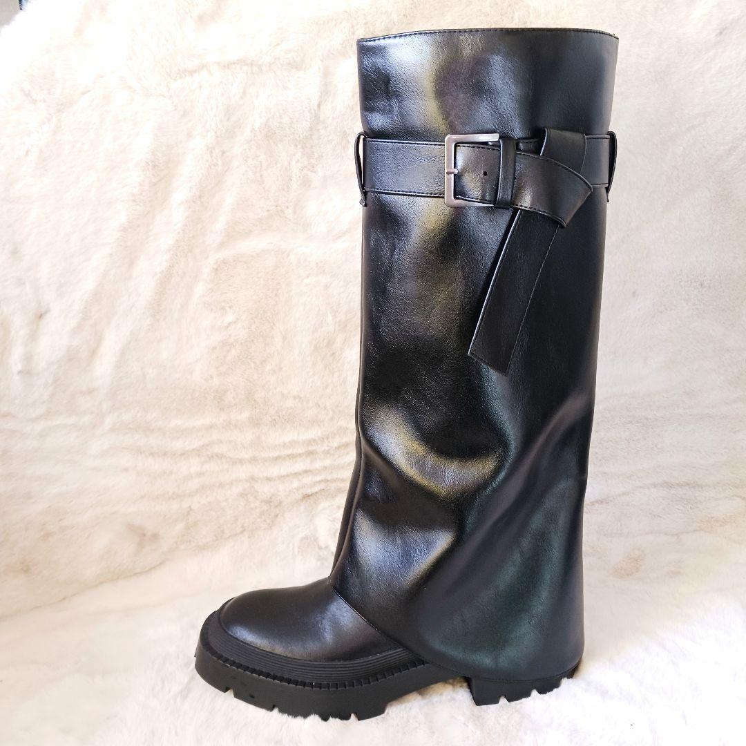 未使用　ザラ ニーハイゲートルロングブーツ 2024年モデル　23.5㎝　黒