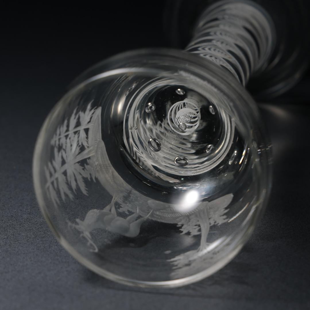 アンティークグラス　ベネチア　ツイストステムゴブレット　トナカイ　R1334ダI