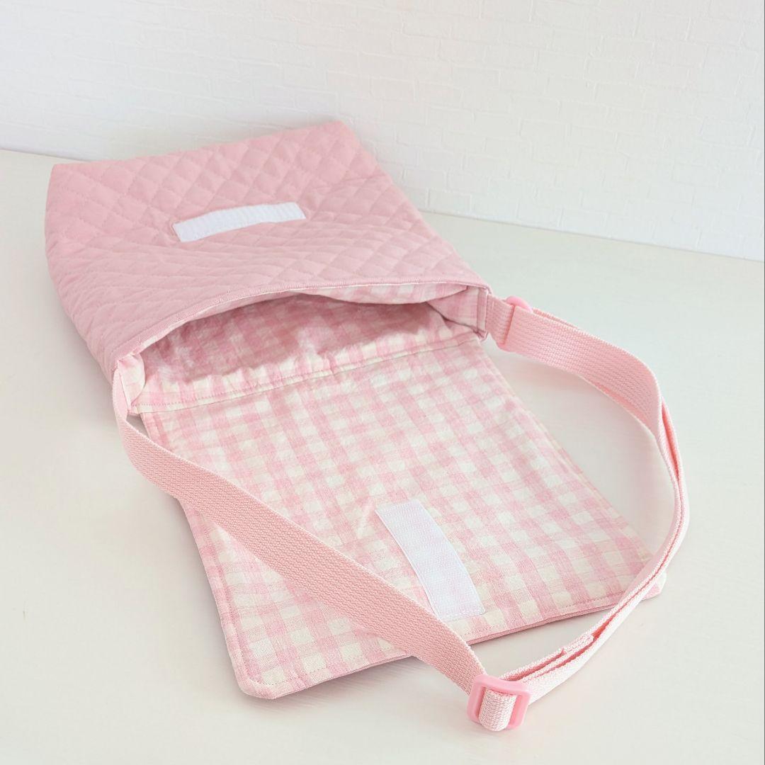 図書袋ショルダー　うさぎ刺繍ヌビ　通園バック　お弁当トートバッグ　お弁当袋