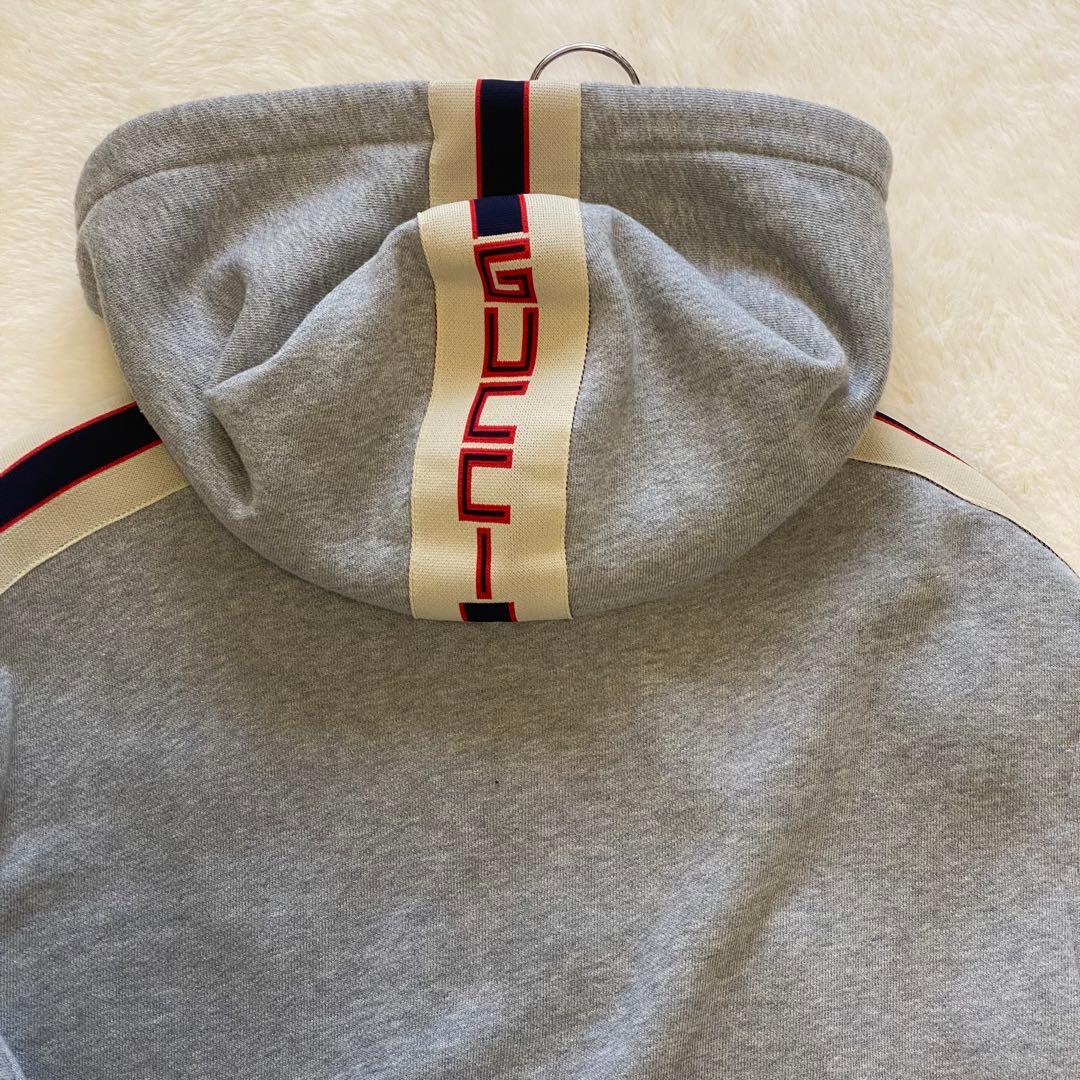 GUCCI テクニカルライン ロゴ フルジップ スウェット パーカー グレー