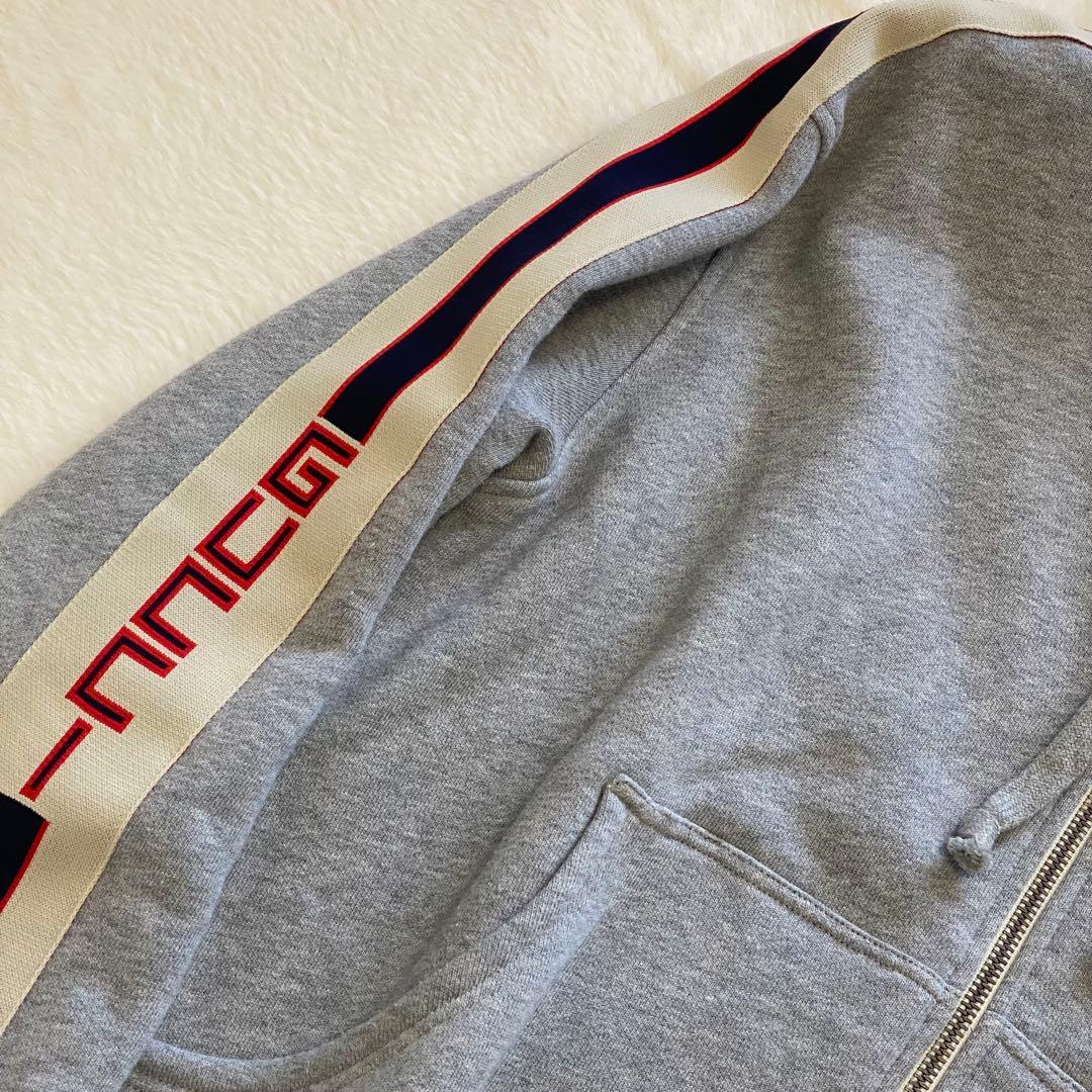 GUCCI テクニカルライン ロゴ フルジップ スウェット パーカー グレー