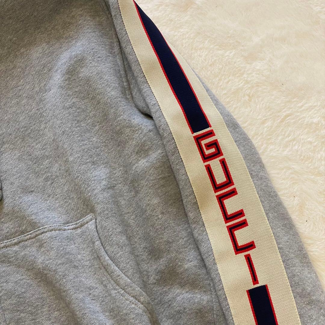 GUCCI テクニカルライン ロゴ フルジップ スウェット パーカー グレー