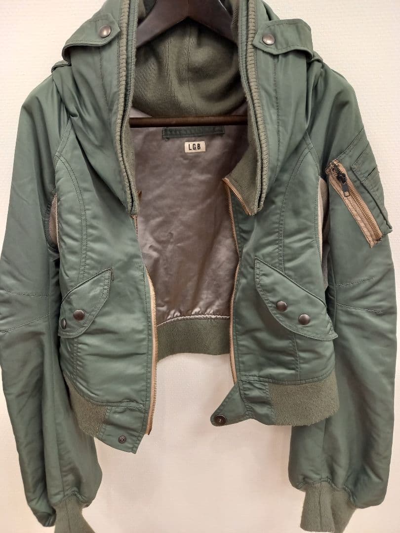 美品LGBフード付きオリーブグリーンジャケット