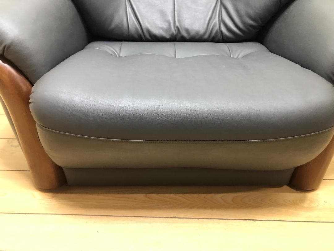 送料無料 ソファ 一人掛け レザー 本革風 木製フレーム モダン 75032-