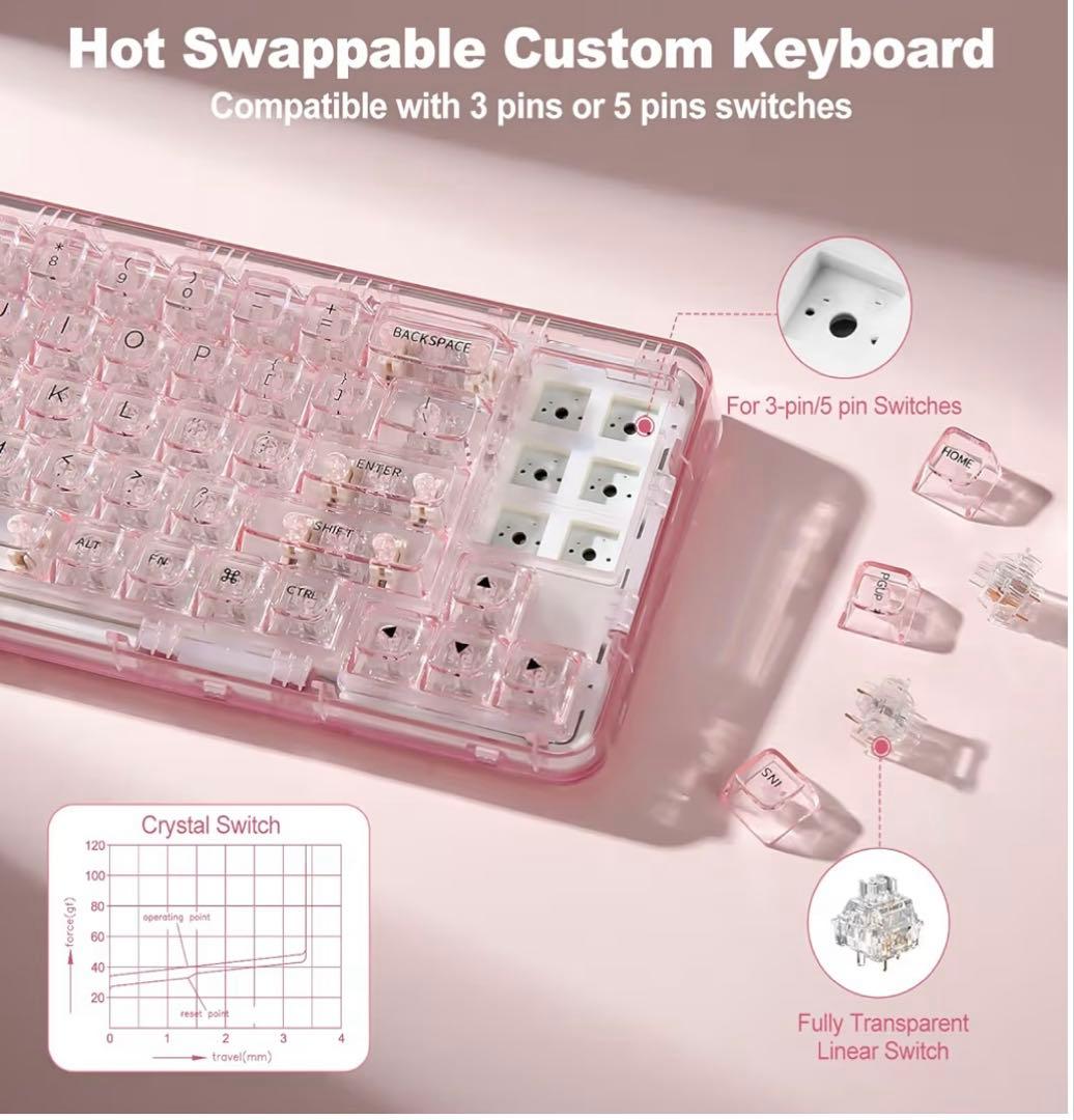 YUNZII X71 メカニカルゲーミングキーボード　ピンク　美品