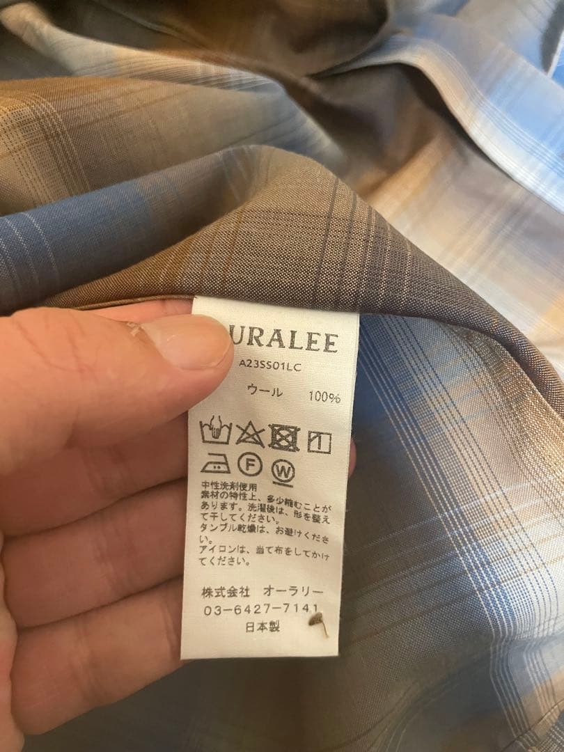 オーラリー　AURALEE チェック柄 長袖シャツ