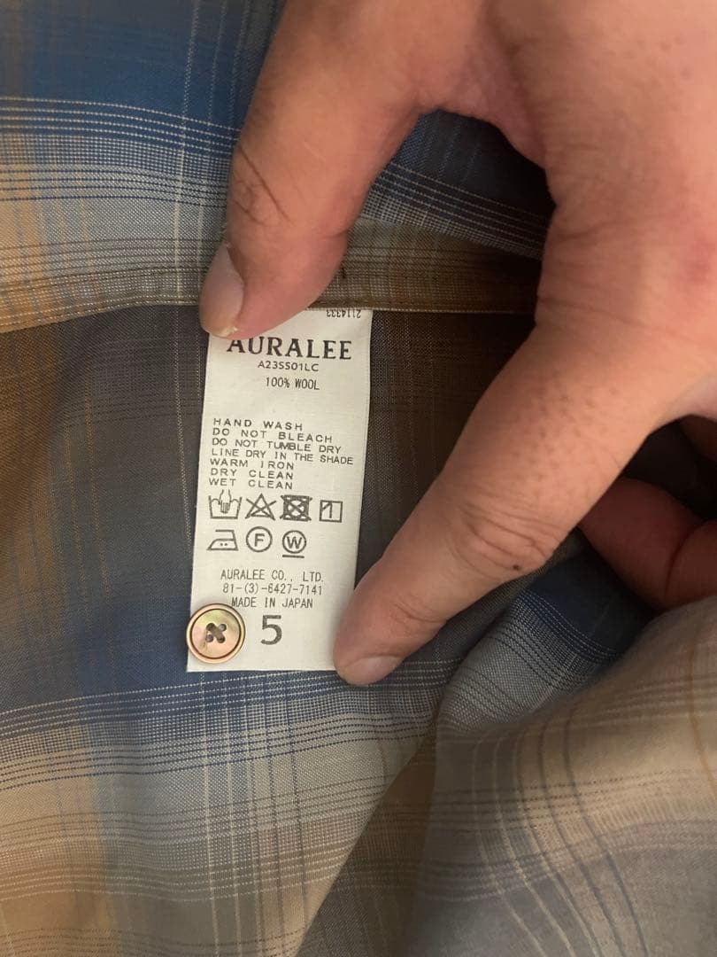 オーラリー　AURALEE チェック柄 長袖シャツ