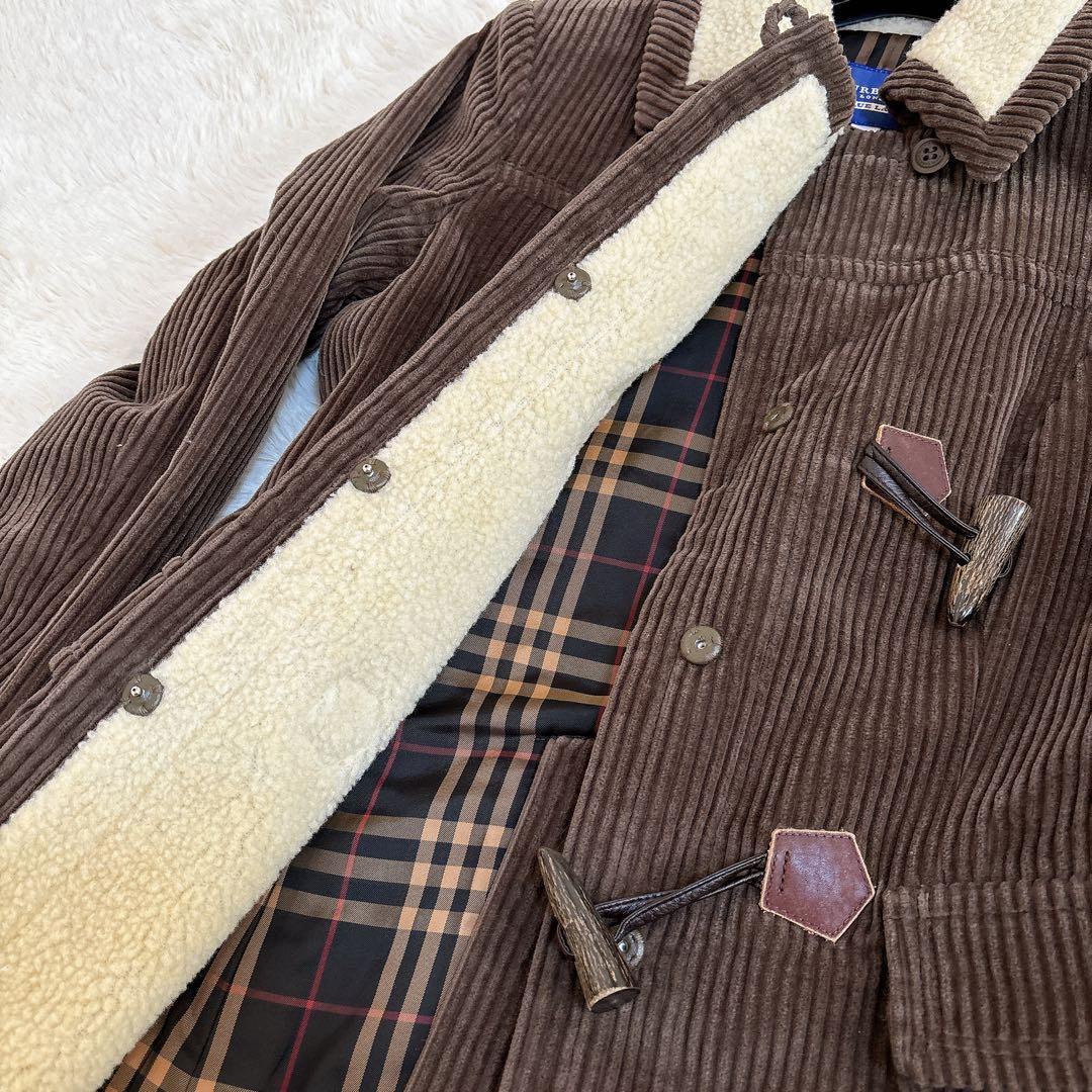 希少☆バーバリーブルーレーベル コーデュロイ ダッフルコート ボア襟