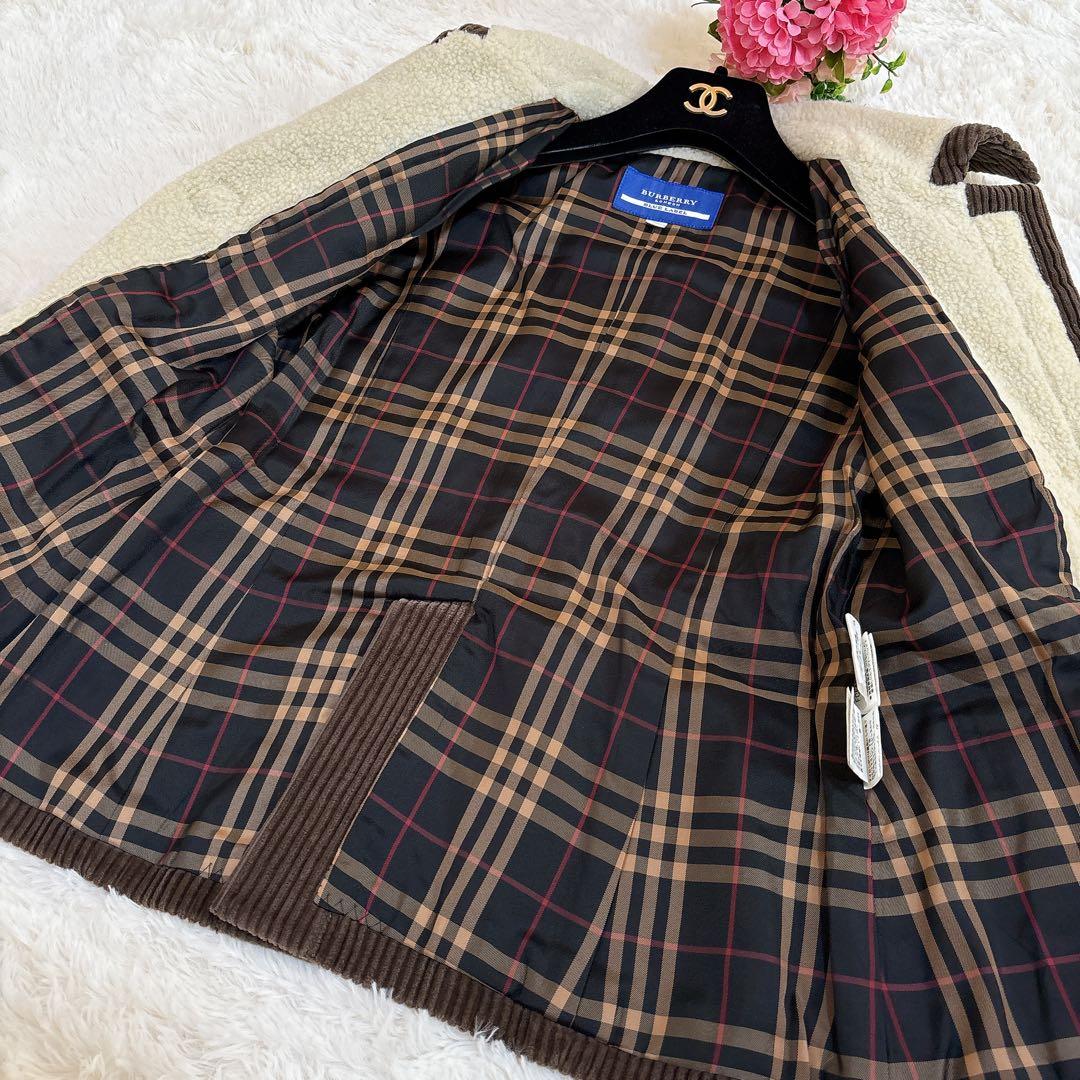 希少☆バーバリーブルーレーベル コーデュロイ ダッフルコート ボア襟