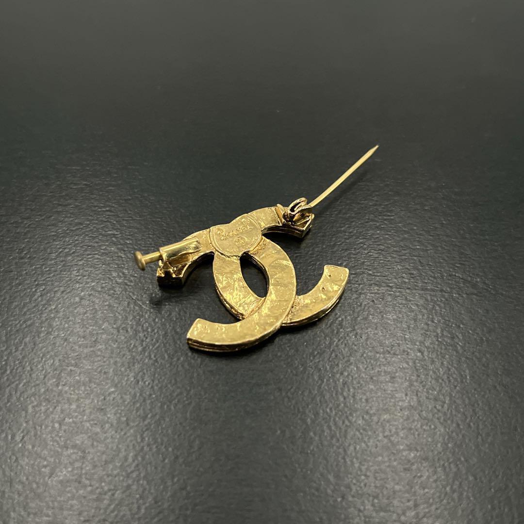 正規品　CHANEL シャネル　ブローチ　ココマーク　ラインストーン　ゴールド