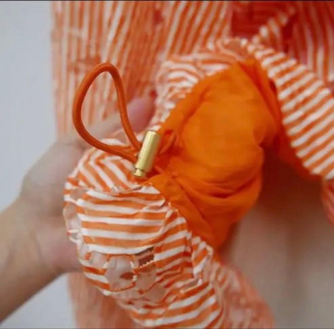 LINKABLE リンカブル　ストライプレースブラウス（オレンジ）