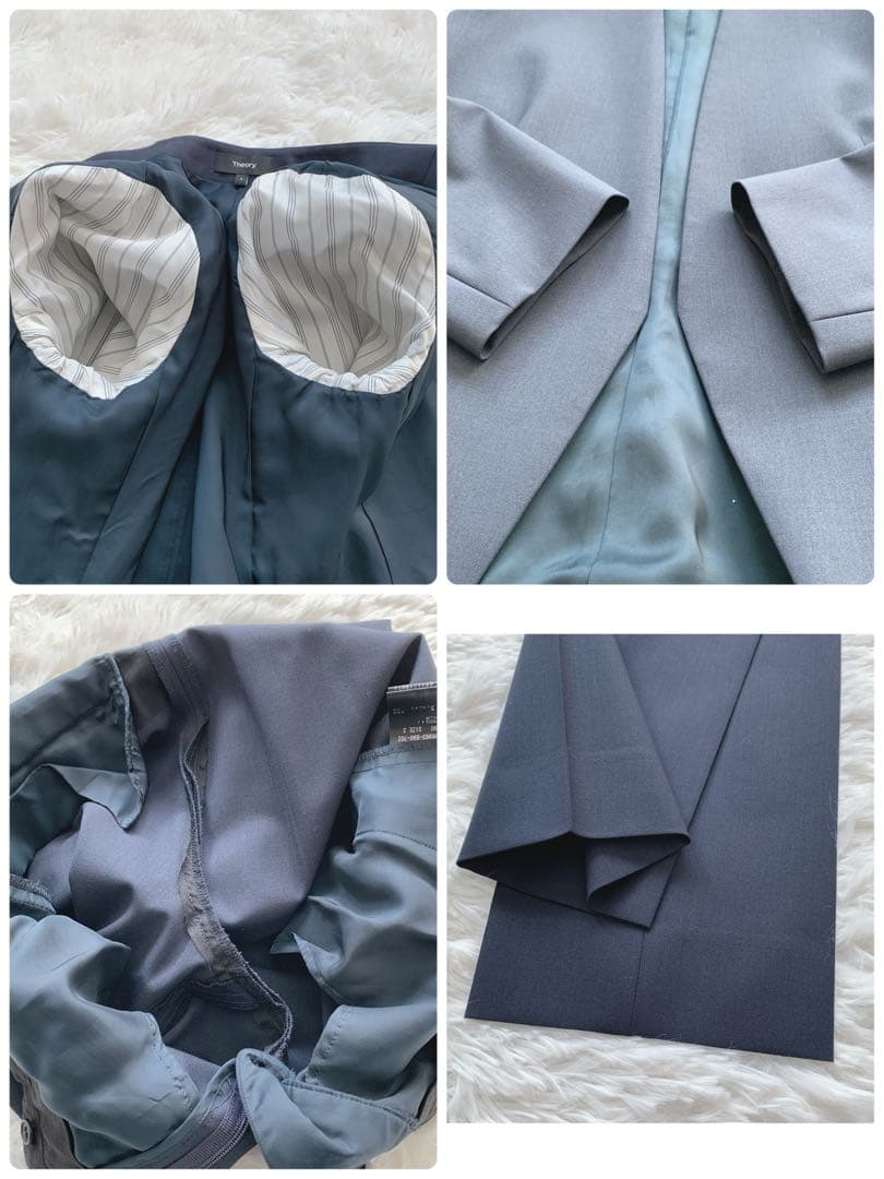 【極美品】セオリー セットアップスーツ パンツ カラーレス ノーカラー ネイビー