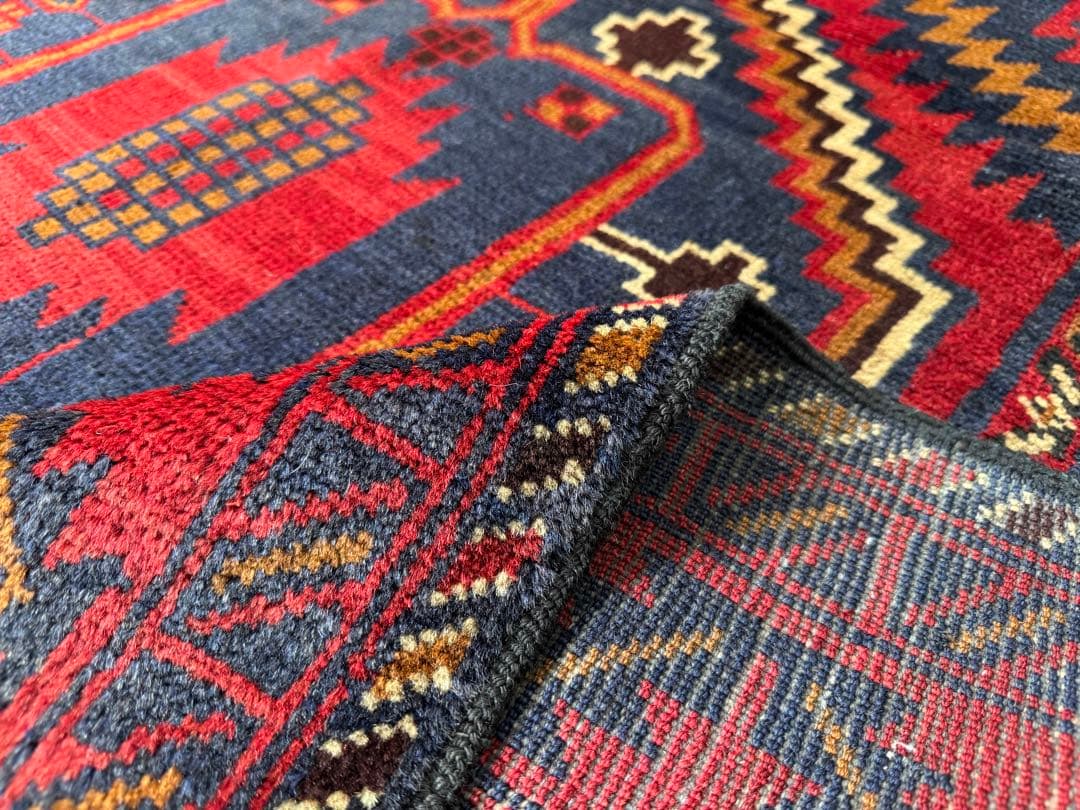 トライバルラグ ヴィンテージ家具 218×114cm 手織り 絨毯 カーペット