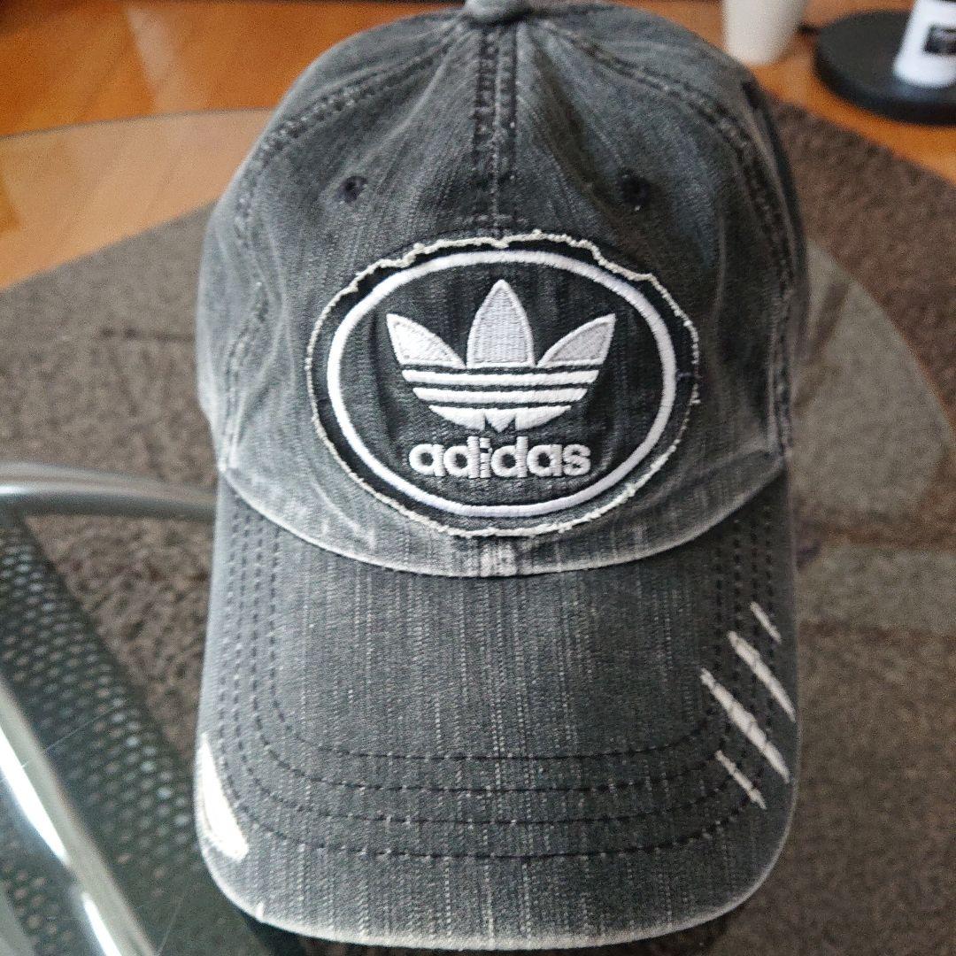 希少！90s adidas ブラックデニム キャップ descente デサント