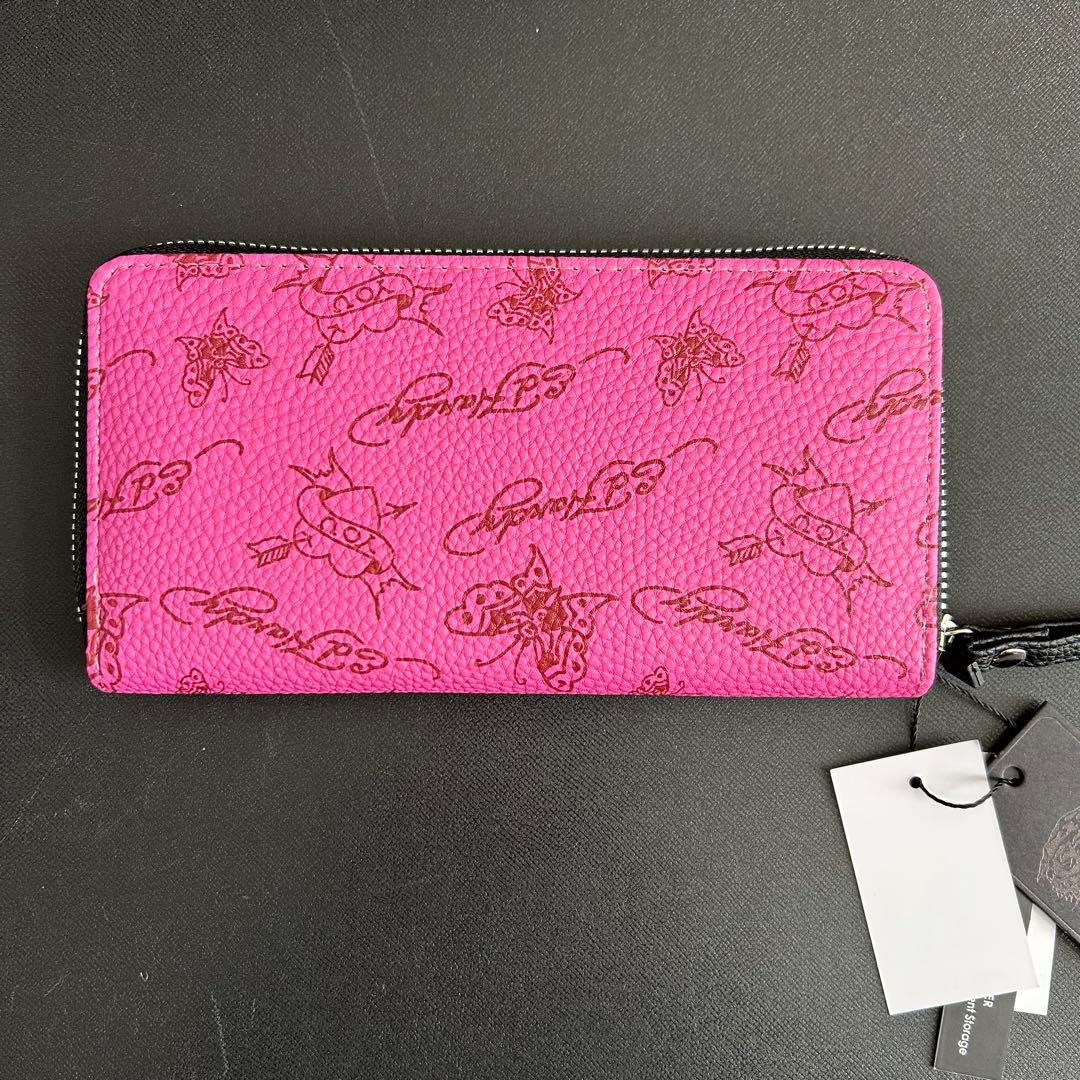 【新品】ED HARDY エドハーディー 長財布 虎　タイガー　ピンク