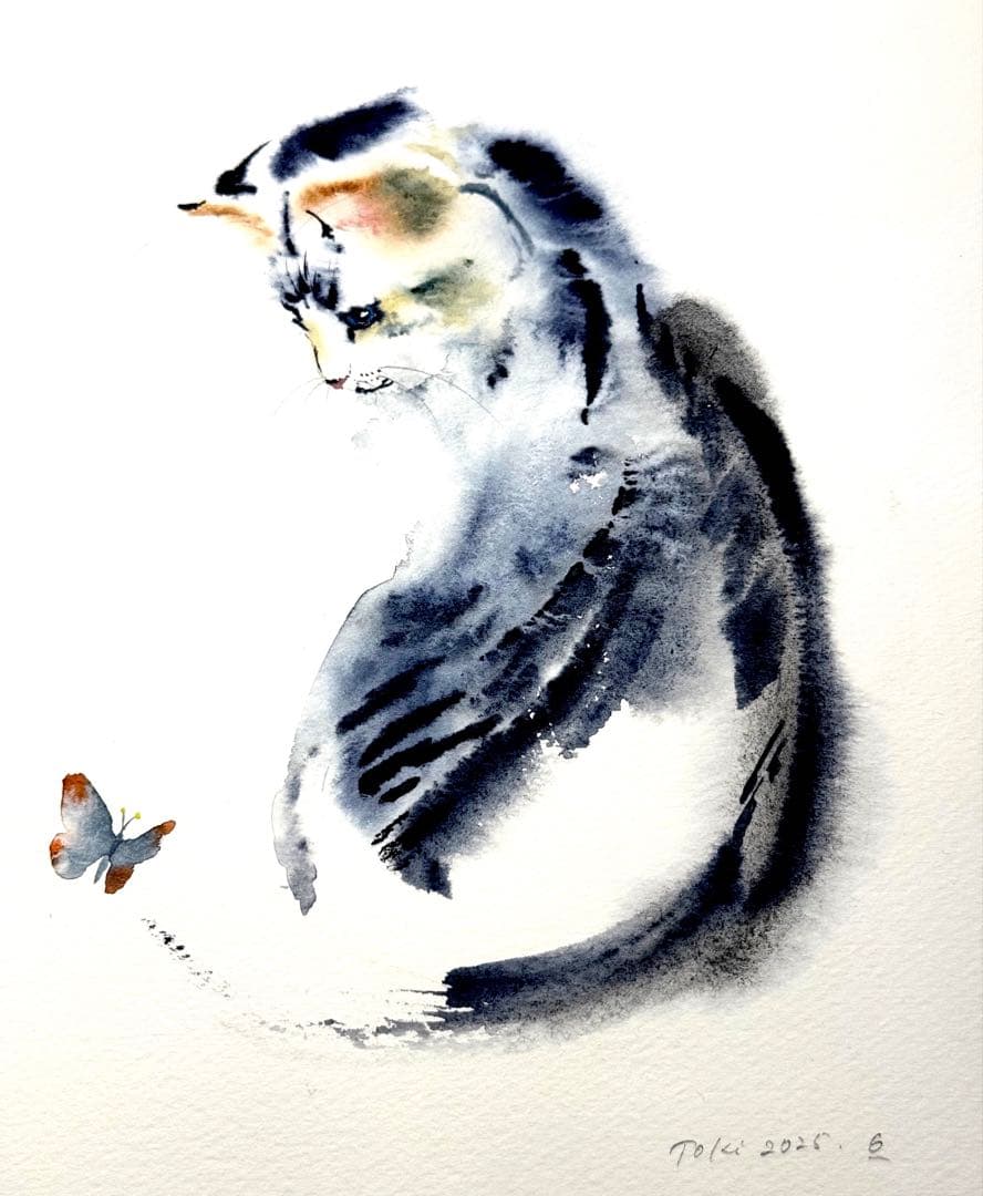 原画 猫 ねこ ※額装済み