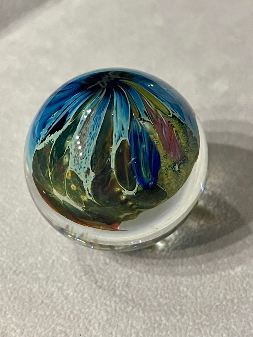 Josh Simpson アート 青と緑の惑星模様 ガラス玉 JS02 作家