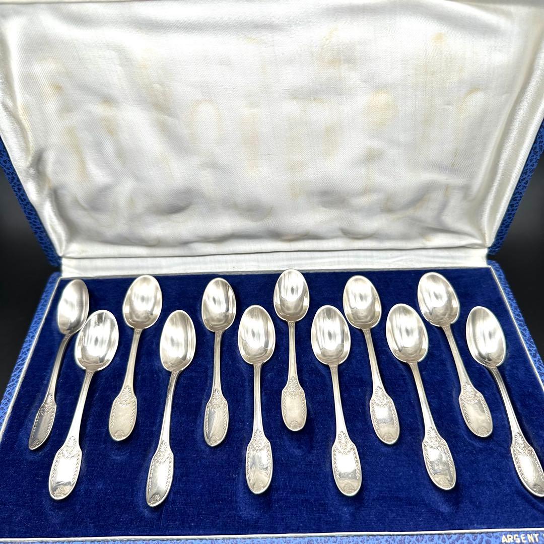 フランス製 純銀デミタススプーン 12本セット ミネルヴァ