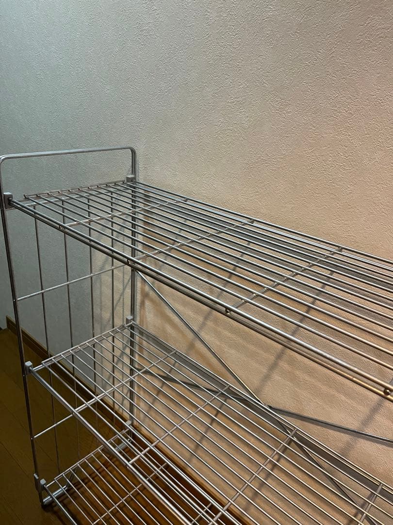 ※tora※【無印】中でも外でも使えるワイヤーラック（3段）