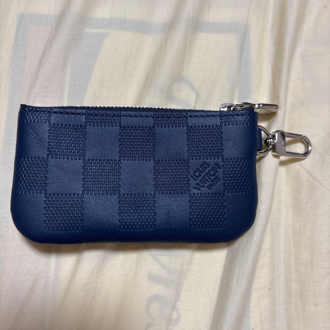 ルイヴィトン　ネイビー チェック柄 レザー ケース