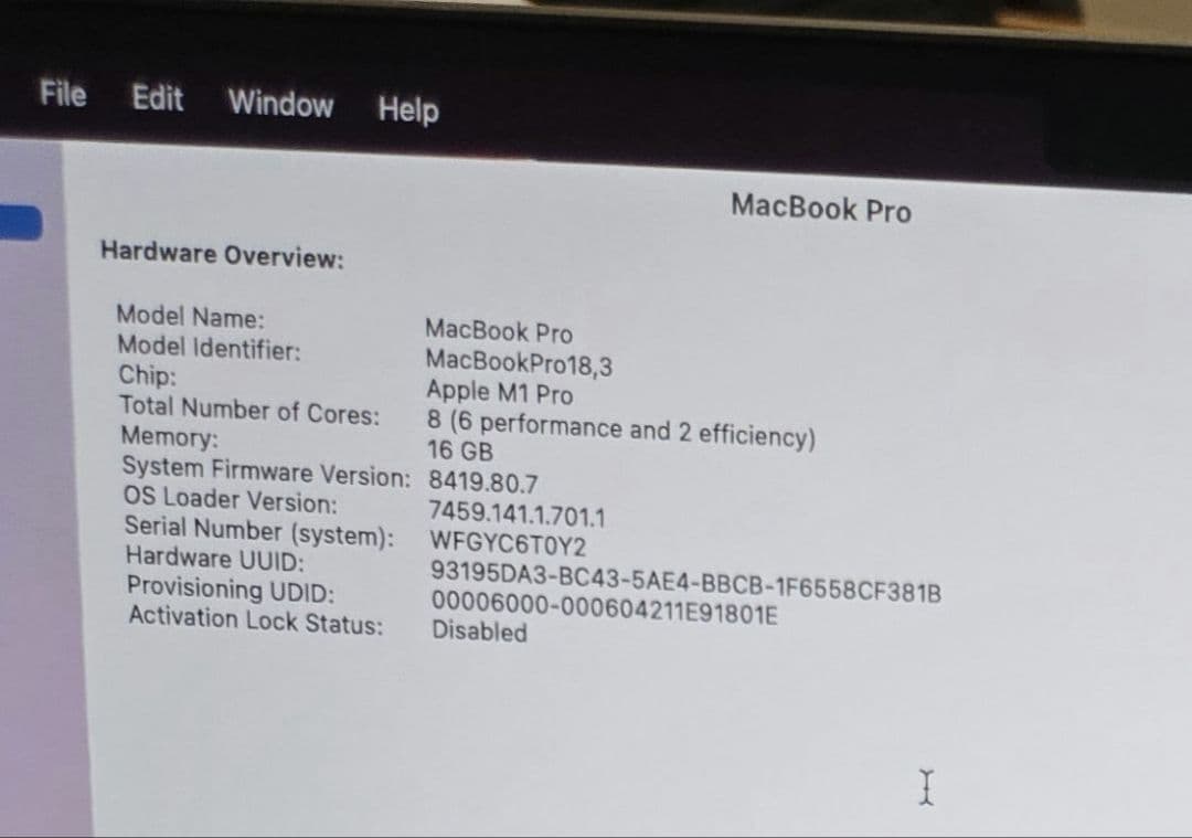 Apple14インチ M1 MacBook Pro 16GB/512GB SSD