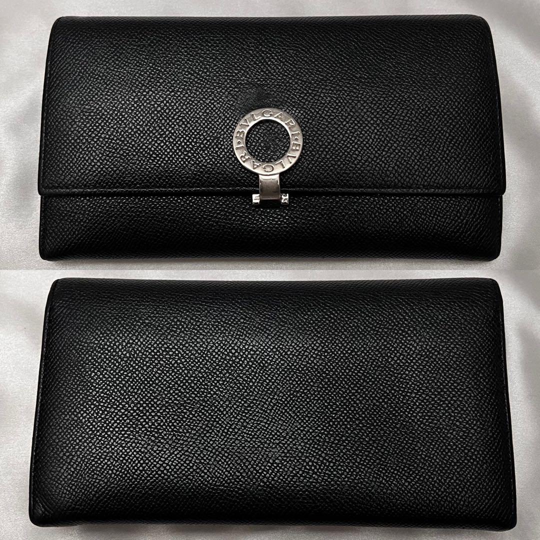 ◇極美品◇ブルガリ　ビーゼロワン　フラップ型長財布　ブラックレザー×シルバー金具